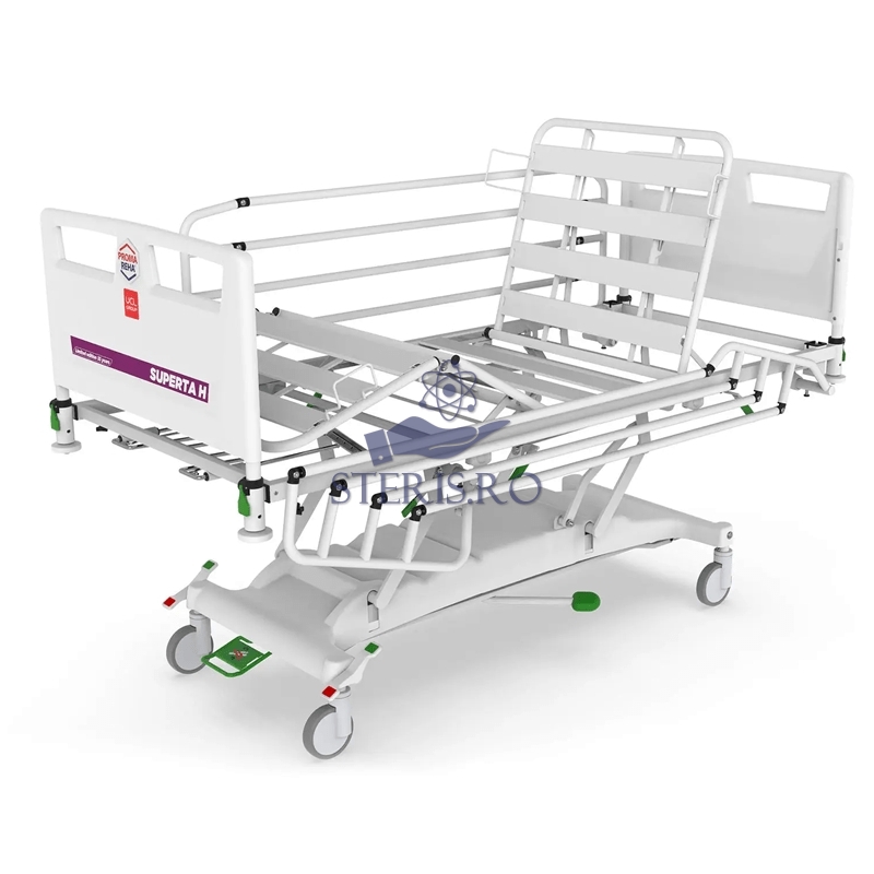 Pat de spital complet hidraulic, capacitate 250 kg, SUPERTA H