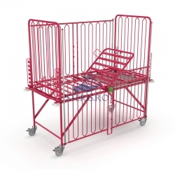 Pat pediatric pentru nou-nascuti, maternitate, bebelusi, cu bariere laterale rabatabile si inaltime reglabila, TEDDY