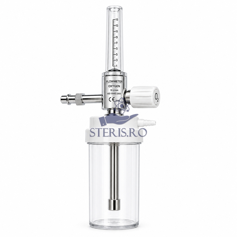 Debitmetru / Oxigenator / Barbotor O2 (Debitmetru + Vas umidificator autoclavabil 134 gr.C)