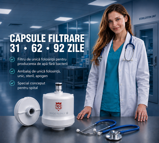 Capsule de filtrare 0.2 microni pentru apă sterilă utilizate în spitale și cabinete medicale